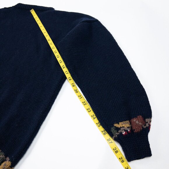 Vintage South Wool Sweater Adult Large Horse Equestrian Hand Knit Uruguay 80s - Picture 14 of 14